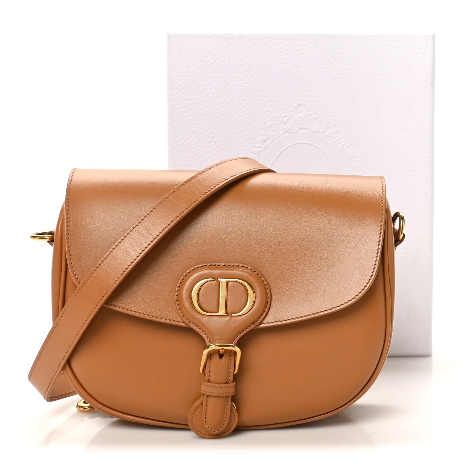 Box Calfskin Medium Bobby Flap Camel - Top Club