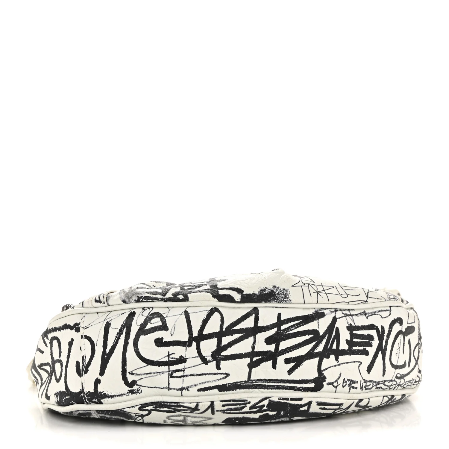 Agneau Arena Graffiti Le Cagole Shoulder Bag XS White Black - Top Club