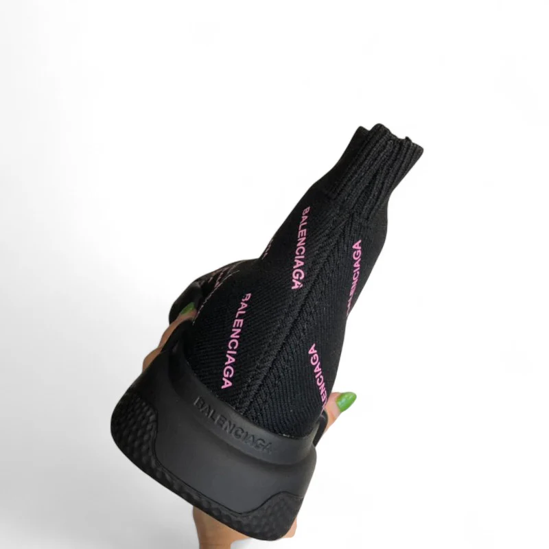 Balenciaga Speed Sneaker All Over Logo Black/Pink - Sneaker Replica Workshop