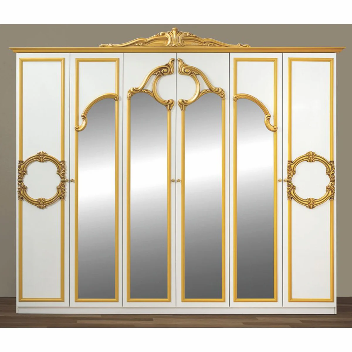 Luxury Baroque Bedroom Cabinet White / Gold 261 cm - Baroque Bedroom Furniture