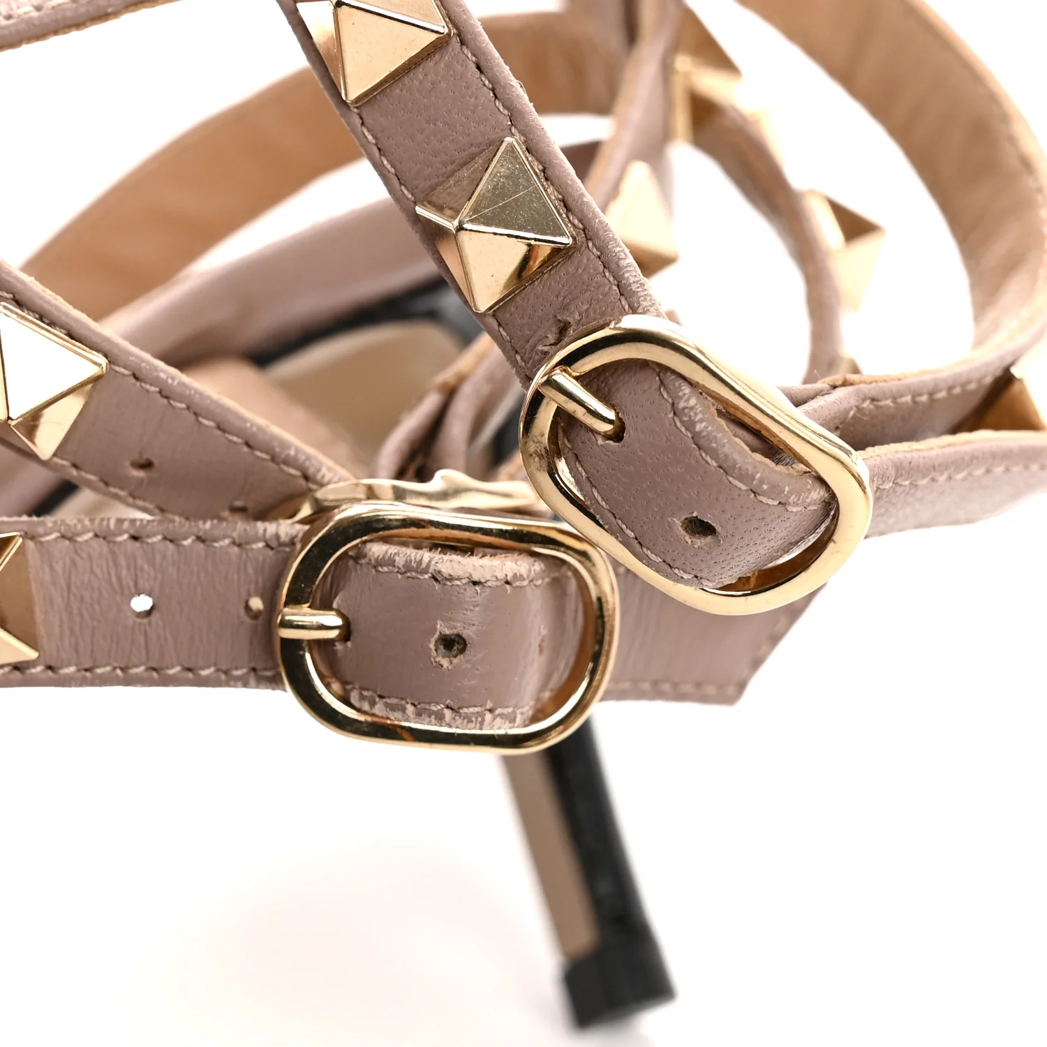 Patent Nappa Rockstud Ankle Strap 65mm Pumps 35.5 Black Poudre - Top Club