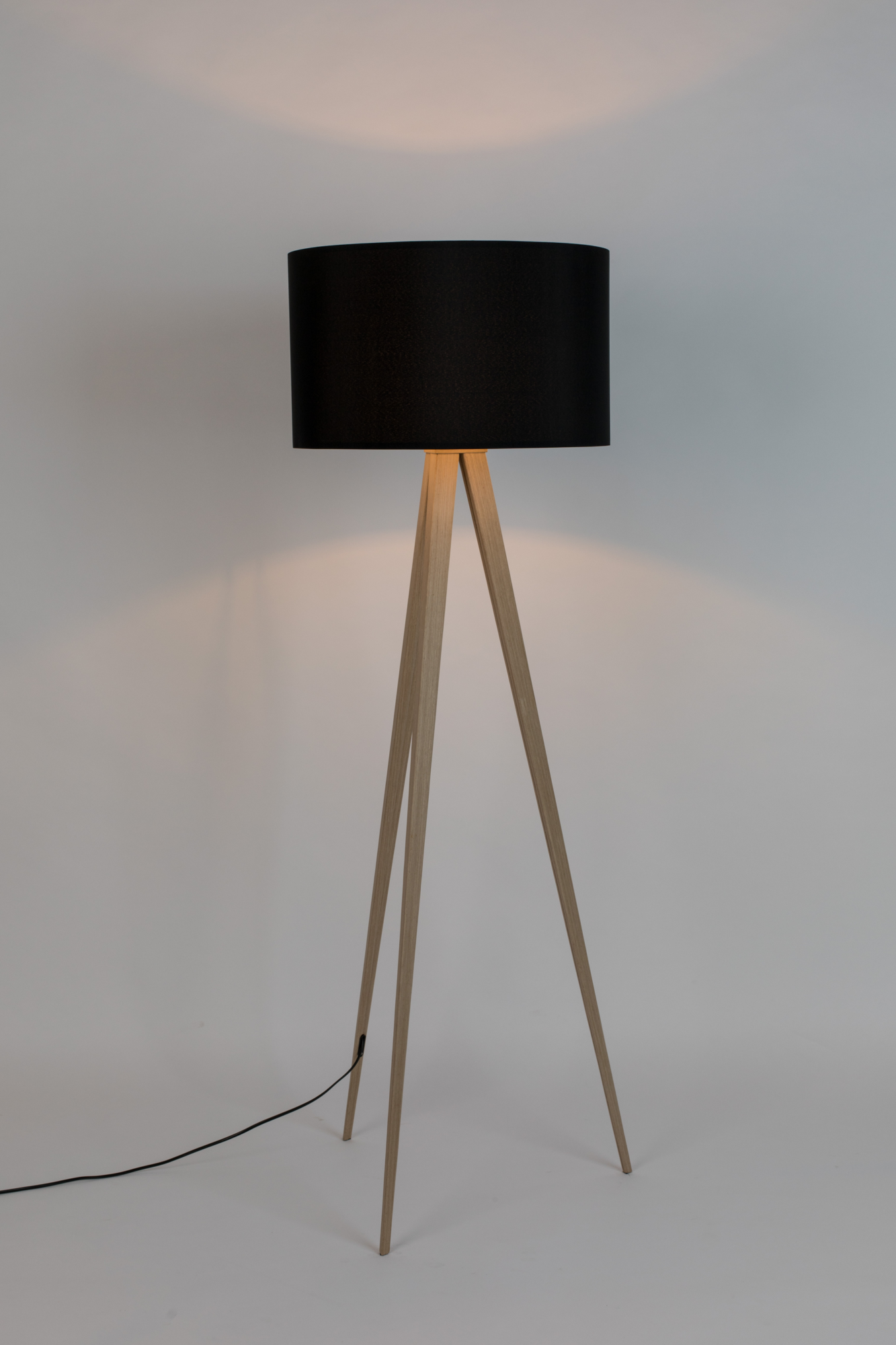 Vloerlamp Tripod hout zwart