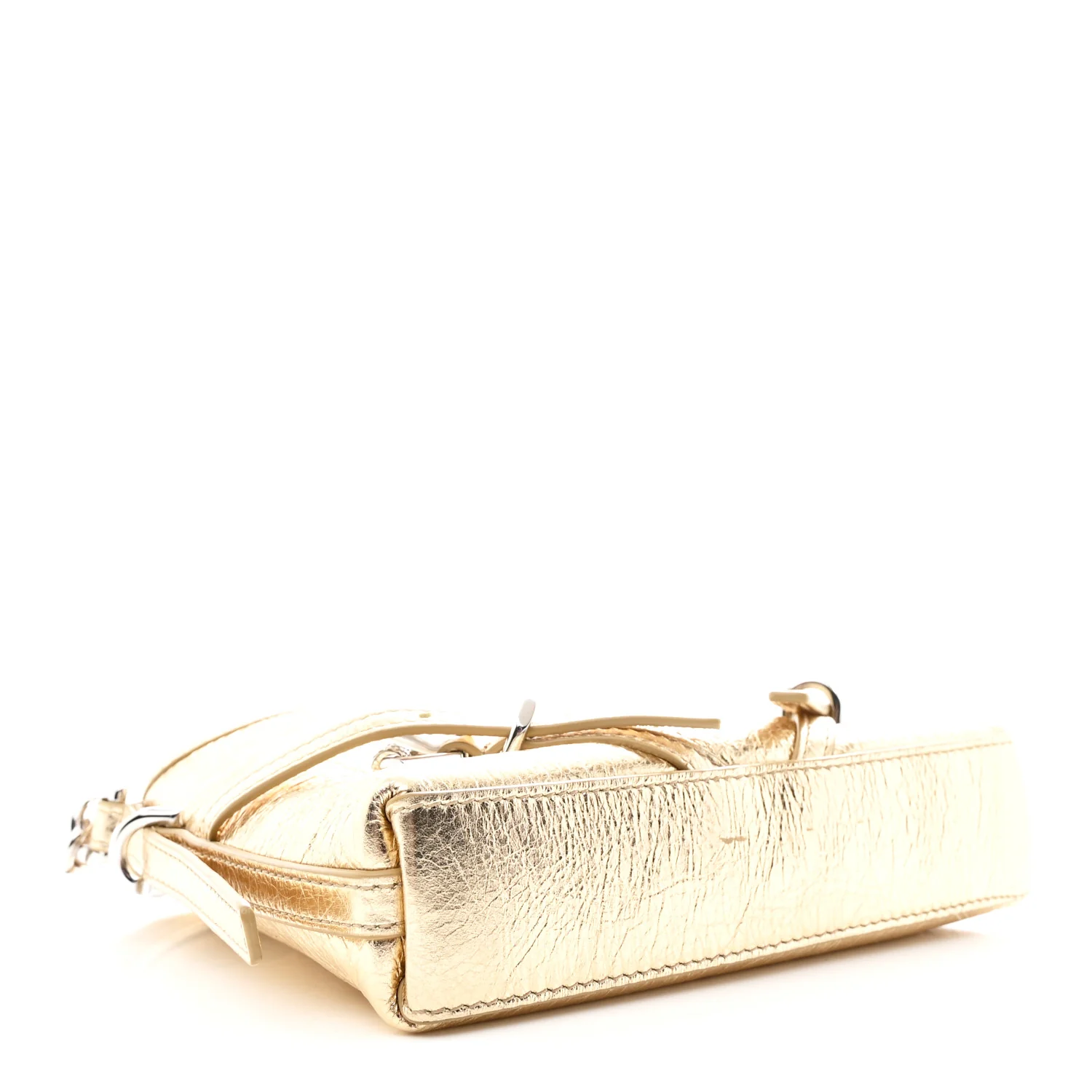 Metallic Tumbled Calfskin Nano Voyou Bag Golden Sand - Top Club