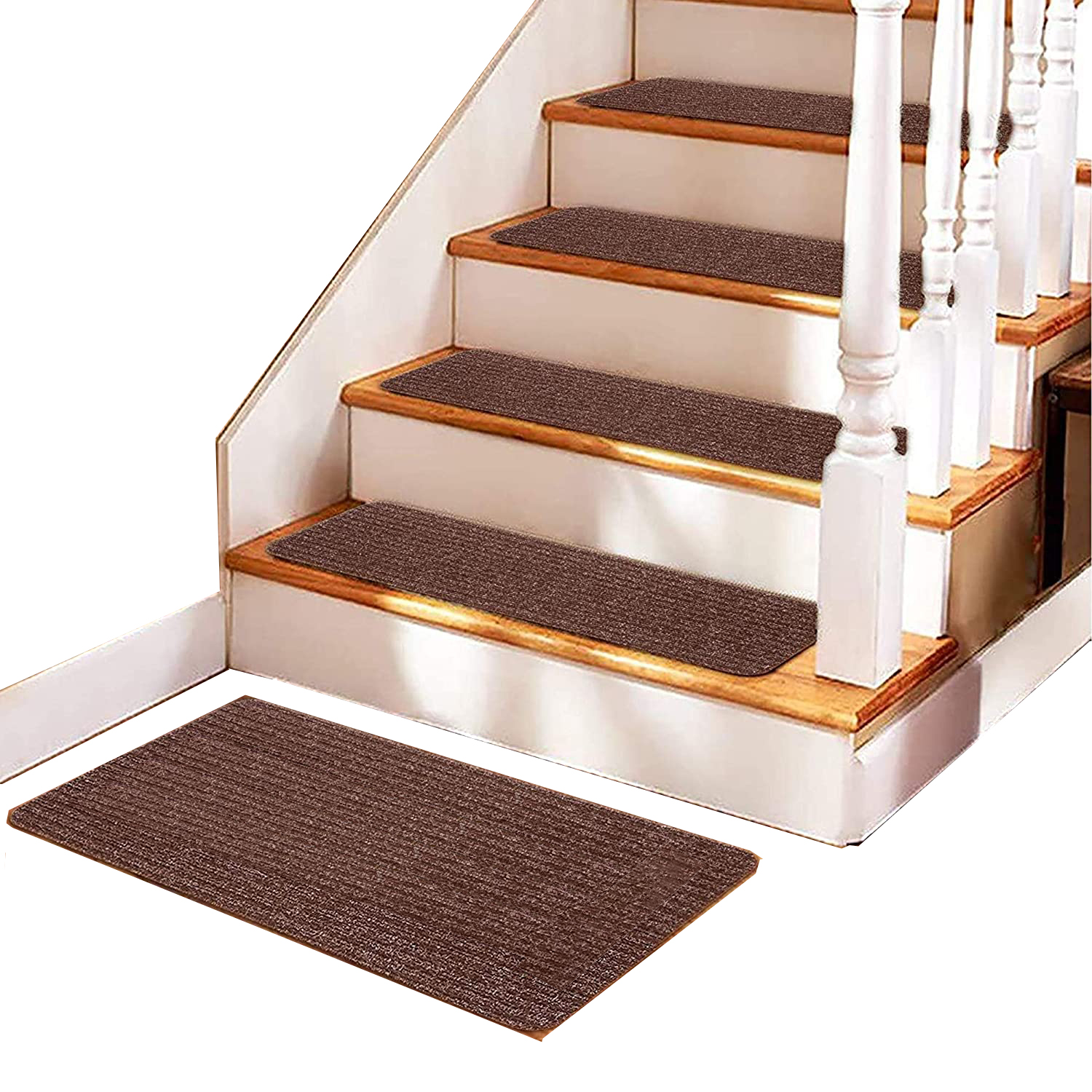 Anti Slip Polyester PVC Backing Pending Non Slip Carpet Stair Tread Mat（10 pcs）