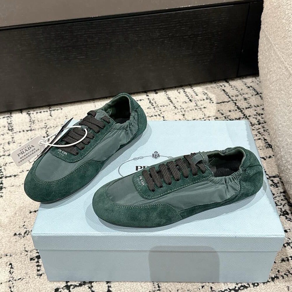 PRADA Collapse Re-Nylon and suede elasticized sneakers - Top Club