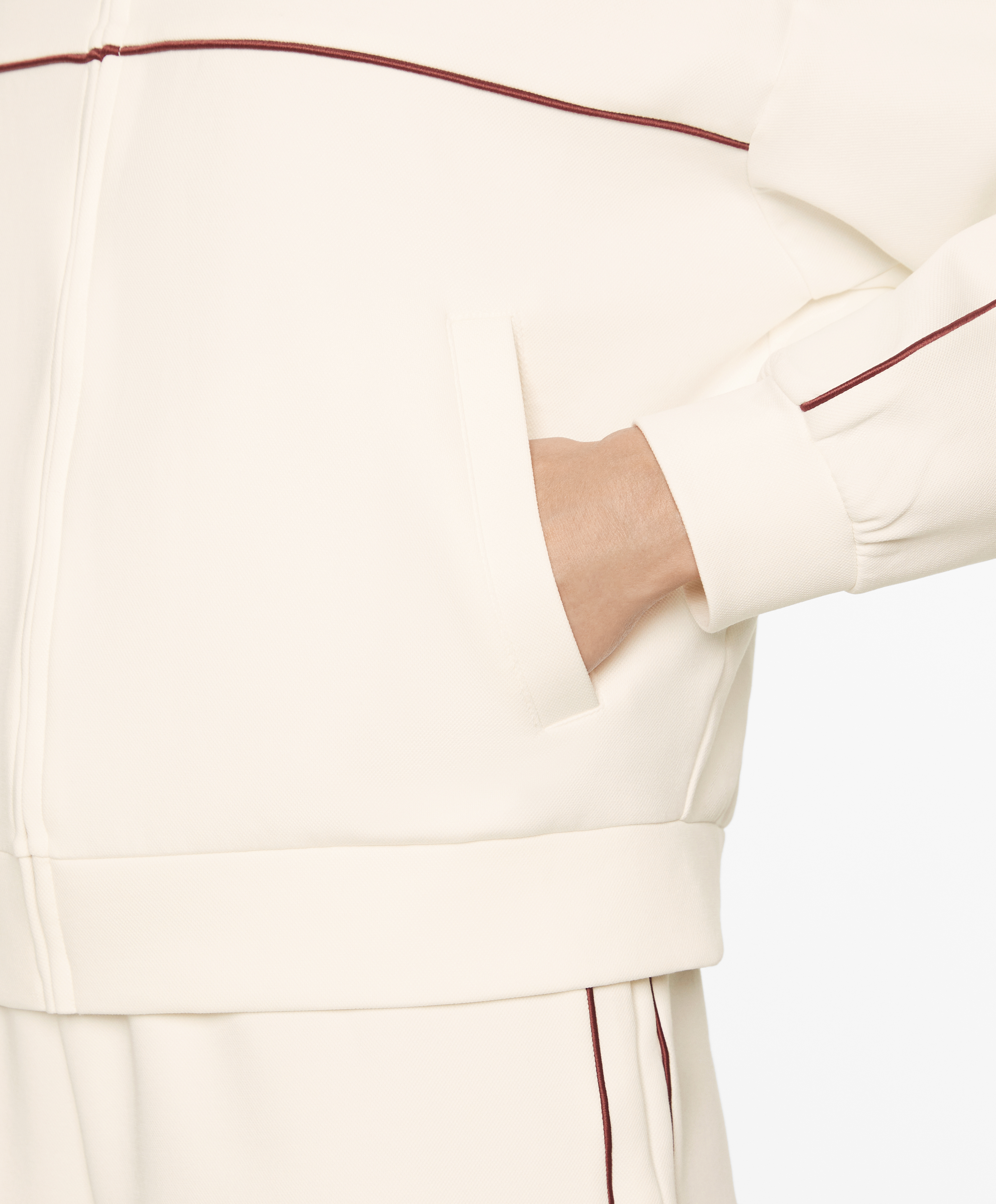 OYSHO Cotton blend pique jacket with piping