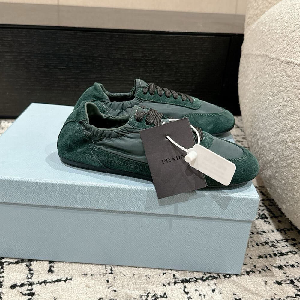 PRADA Collapse Re-Nylon and suede elasticized sneakers - Top Club