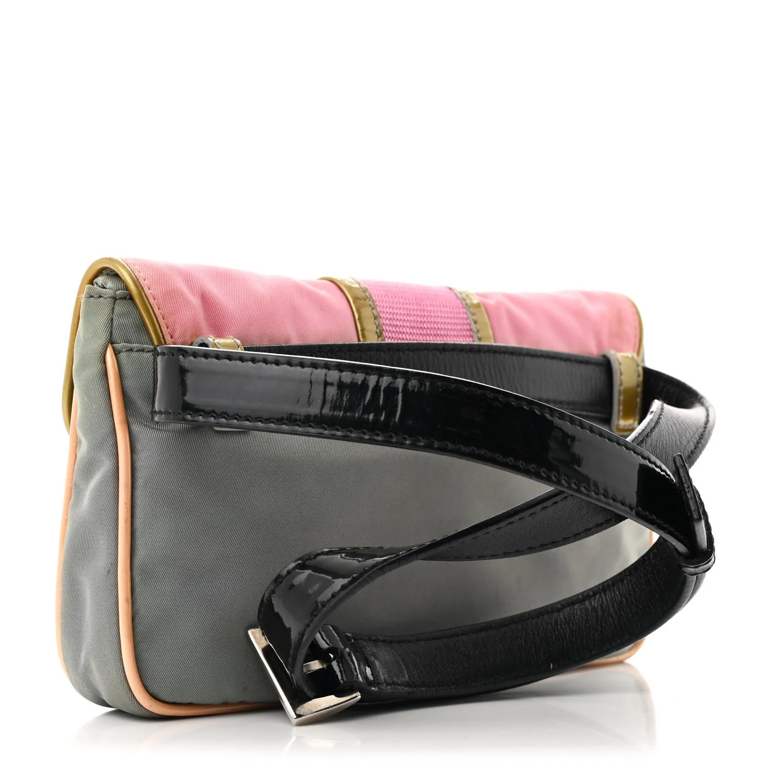 Nylon Vernice Belt Bag Pink Gray - Top Club