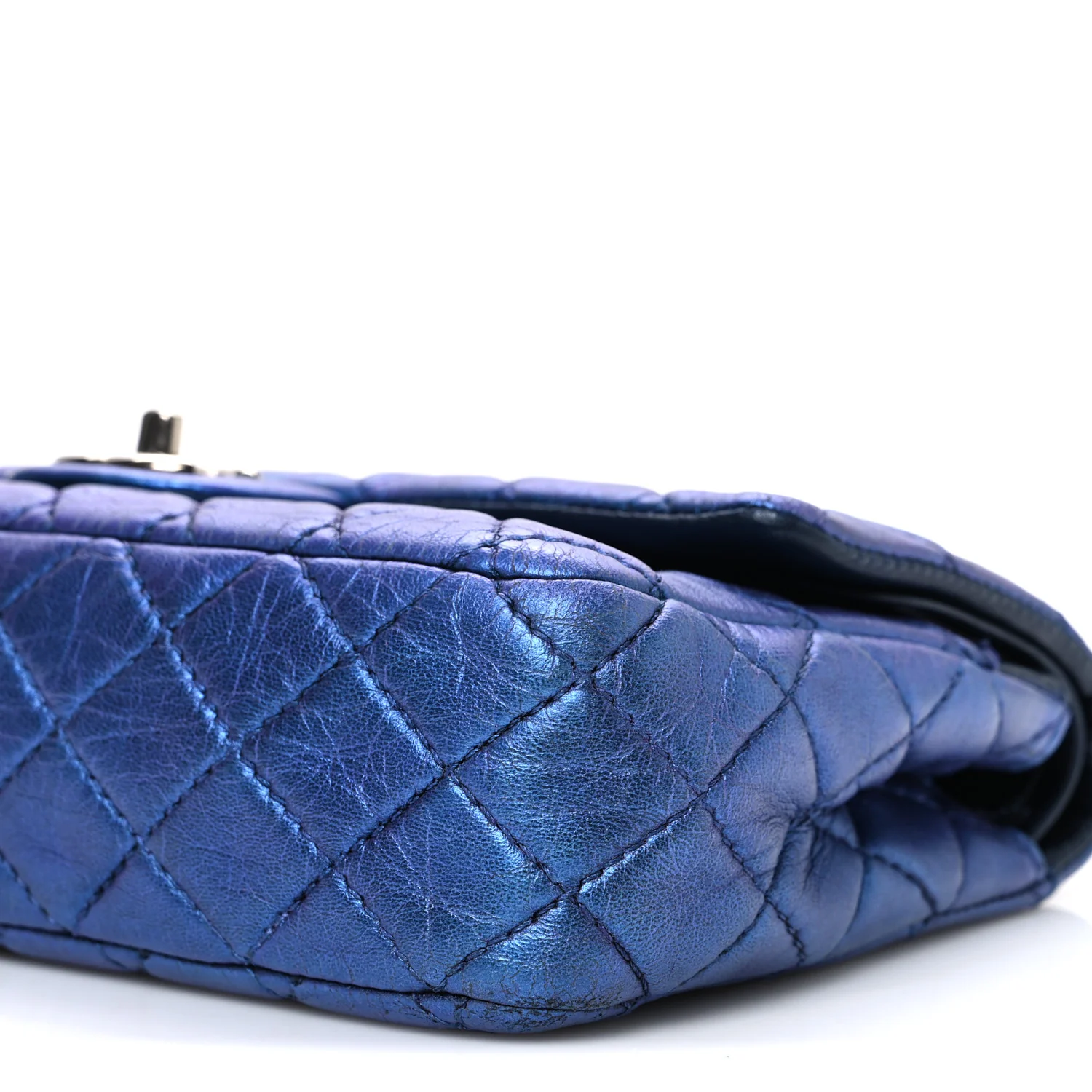 Metallic Lambskin Quilted Medium Double Flap Turquoise - Top Club