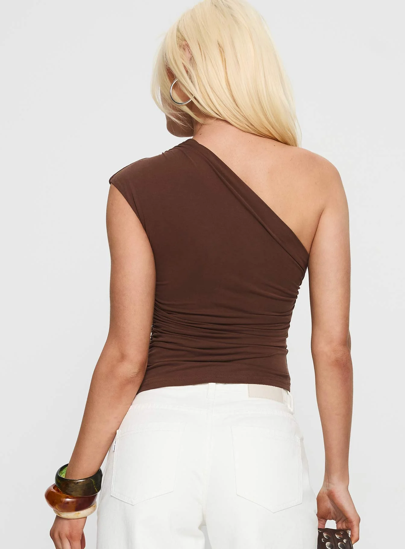 Amelyn One Shoulder Top Brown