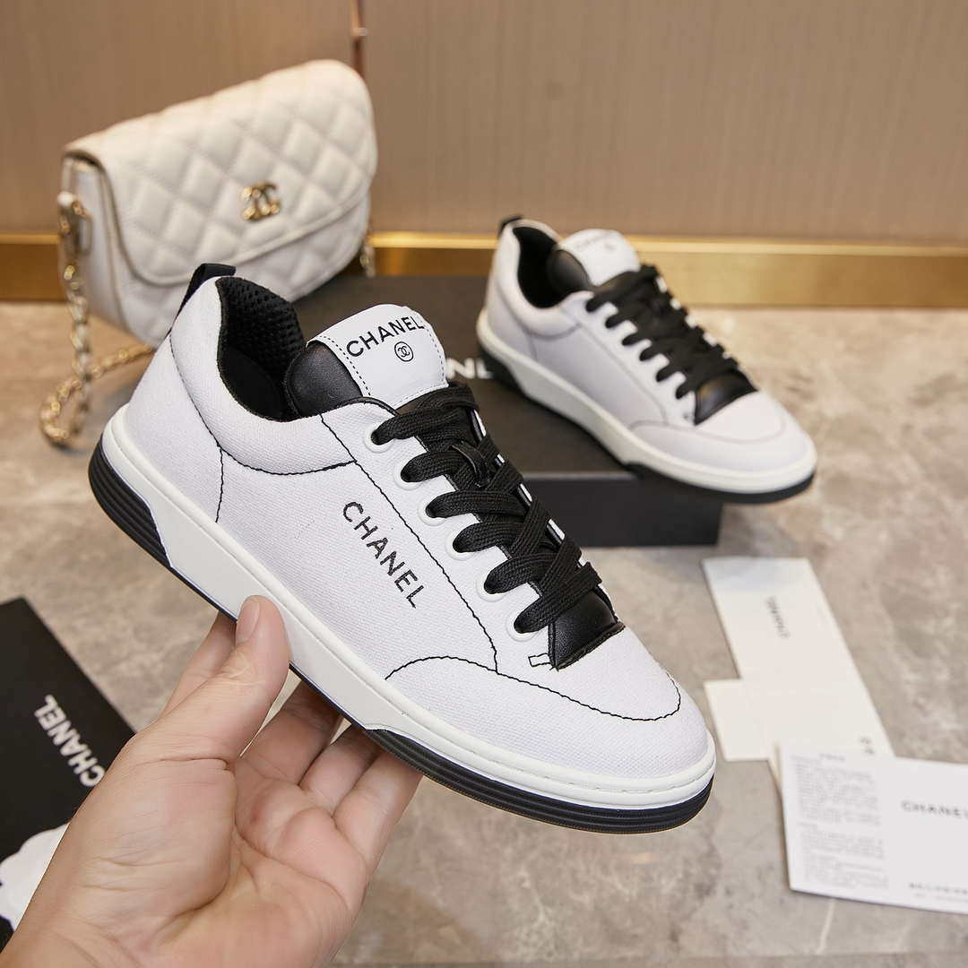 Chanel G46076 Women 24B Trainers Cotton  Black   White C91284 - Sneaker Replica Workshop