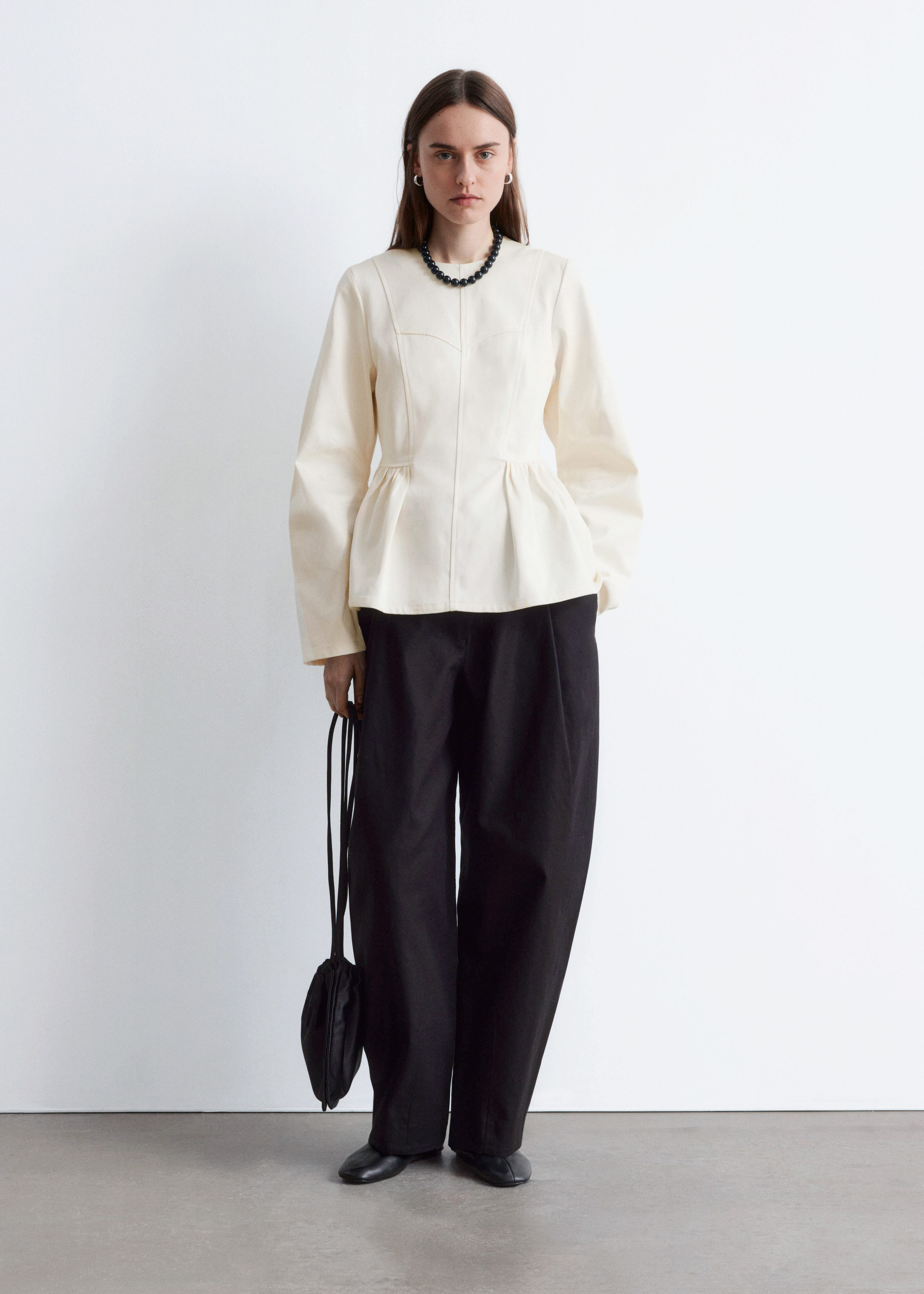 & Other Stories COTTON PEPLUM TOP