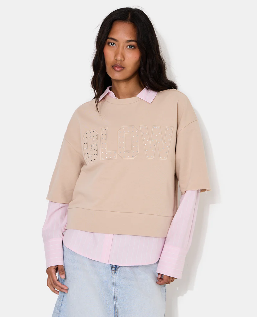 Pimkie Sweat manches courtes avec broderie et clous étoiles