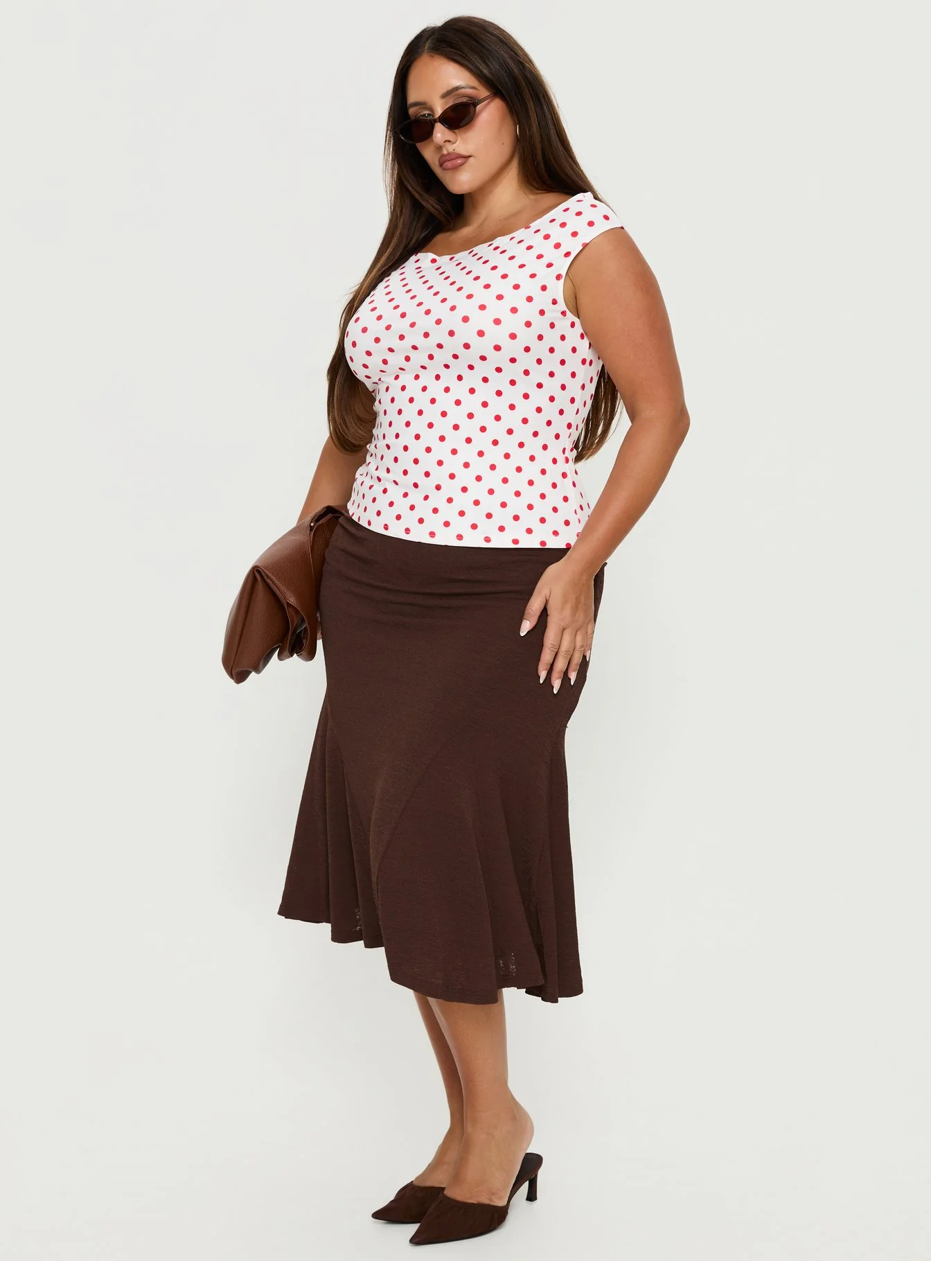 Lewish Low Rise Midi Skirt Chocolate Curve