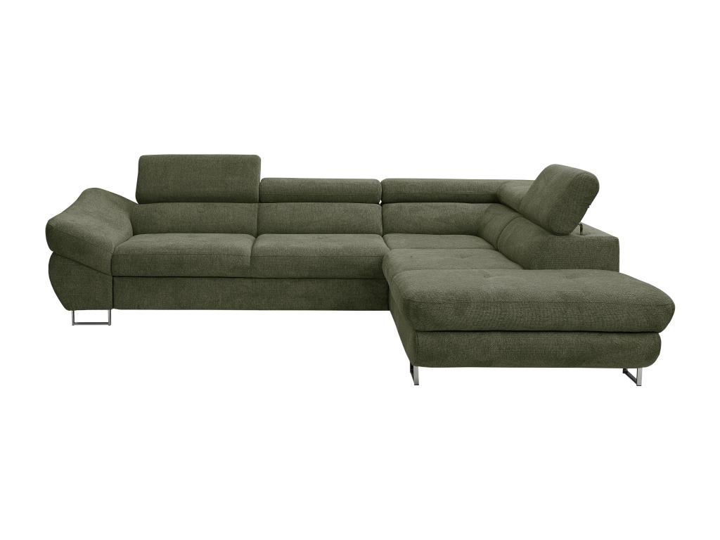Sofá cama rinconero en tejido texturizado verde