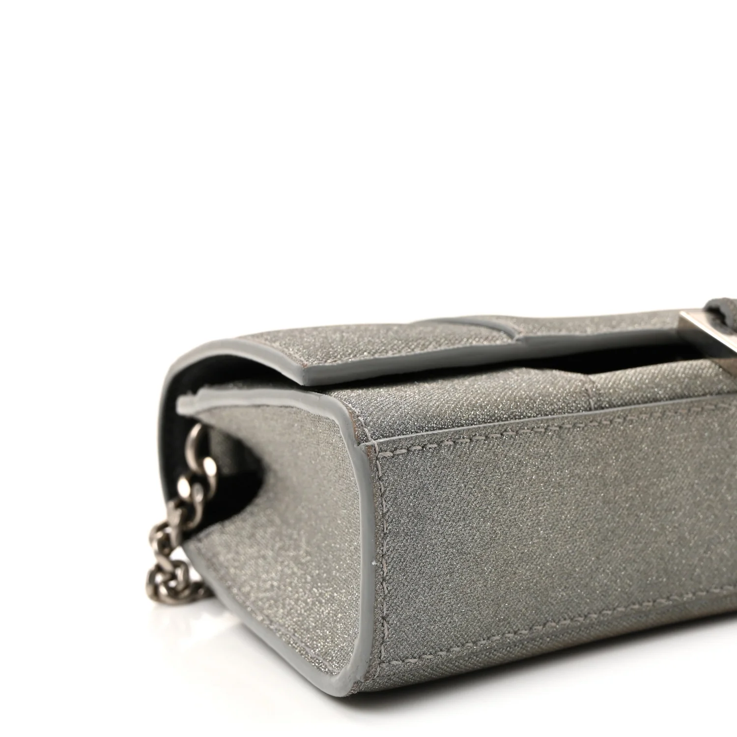 Glitter Fabric Hourglass Chain Bag Grey - Top Club