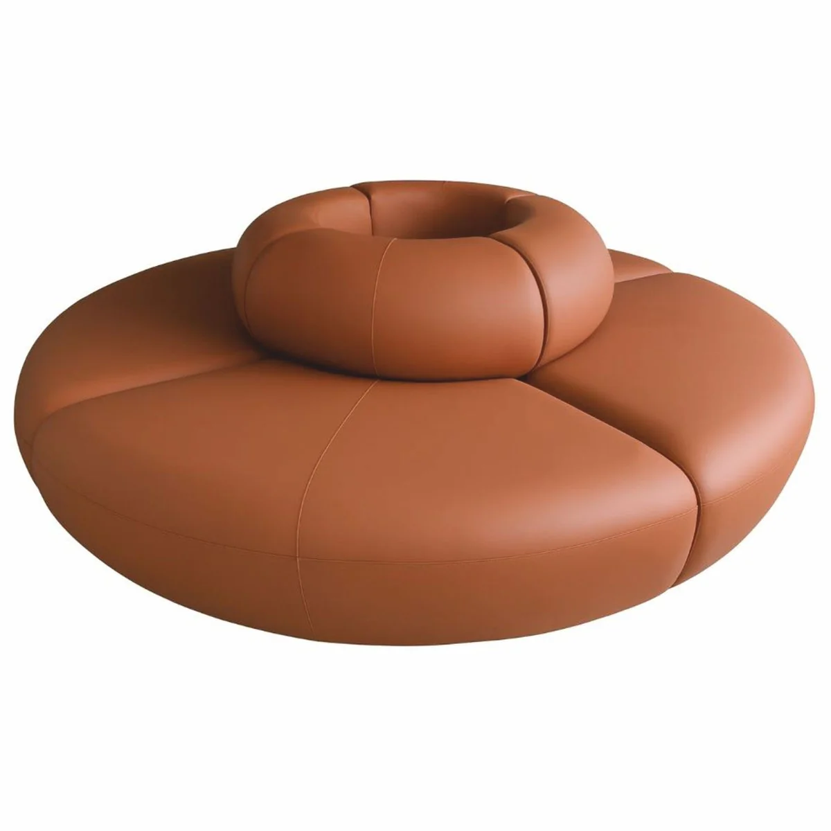 Luxury sofa brown Ø 240 x H. 72 cm - Round modular faux leather sofa