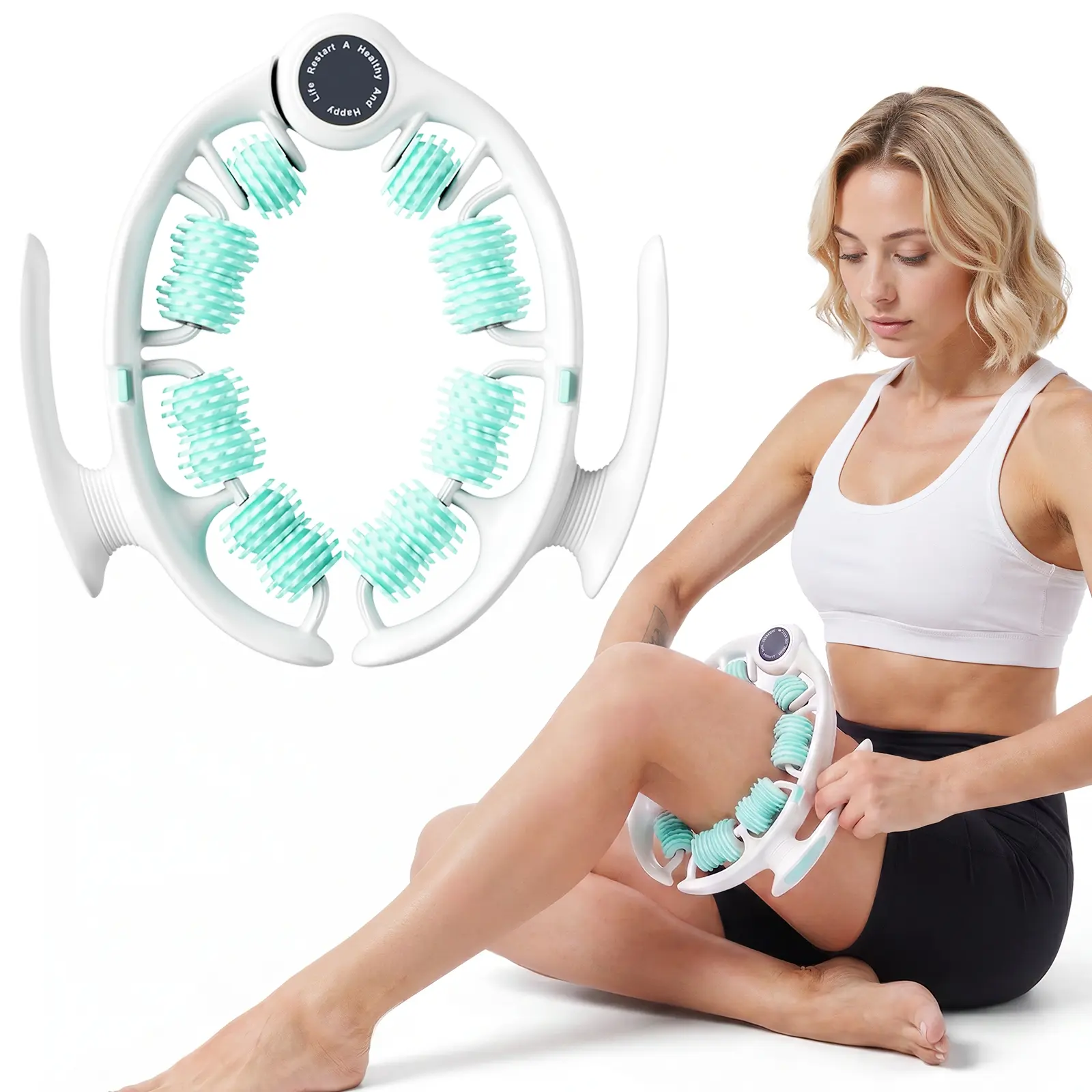 Merach Manual Push-Pull Roller Relaxing Deep Tissue Massage Cellulite Massage Tool Ring for Thigh Calf & Waist Foam Roller for Daily Stretching & Recovery Body Care Pink Summervibes