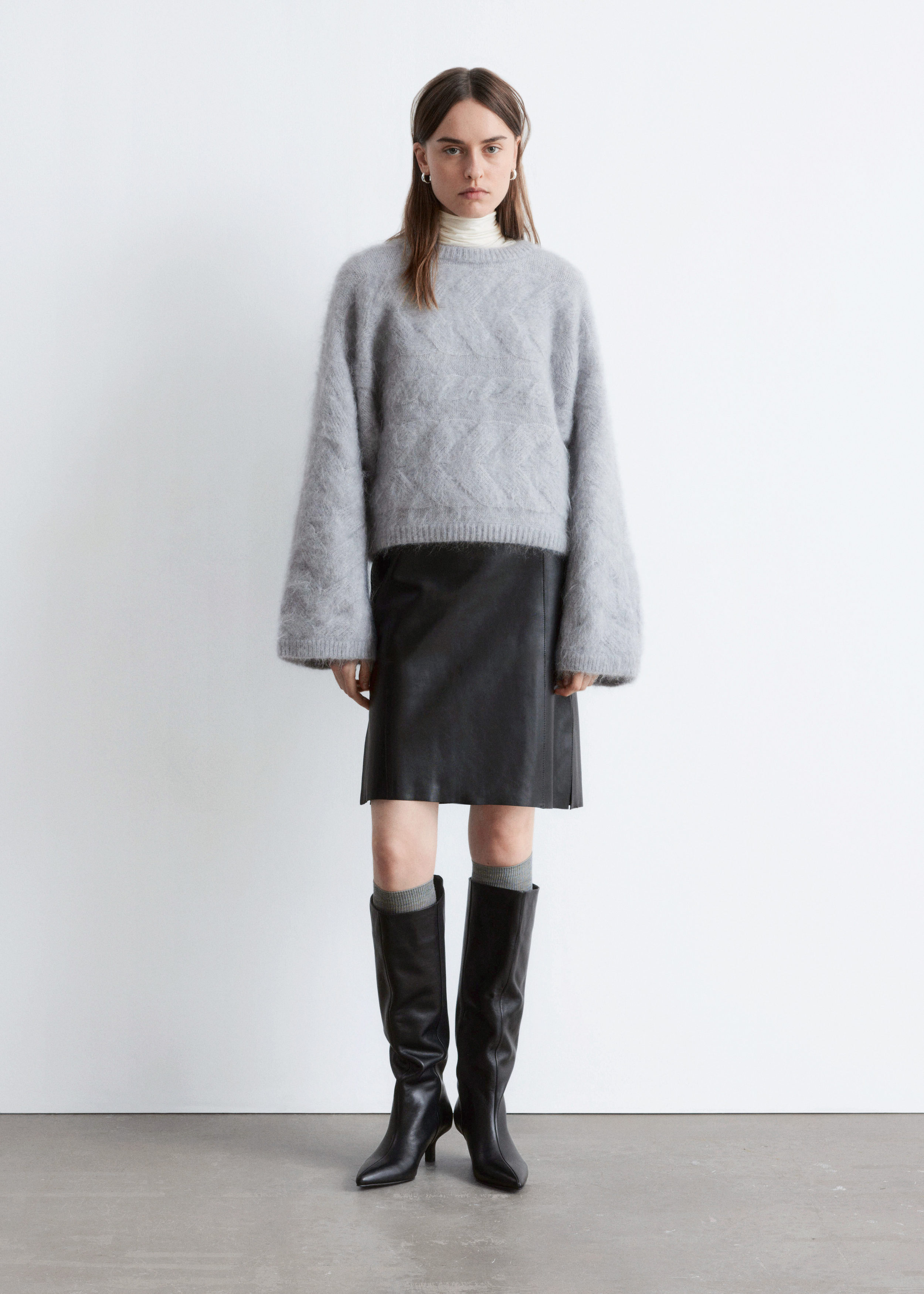 & Other Stories MOHAIR-BLEND CABLE-KNIT JUMPER