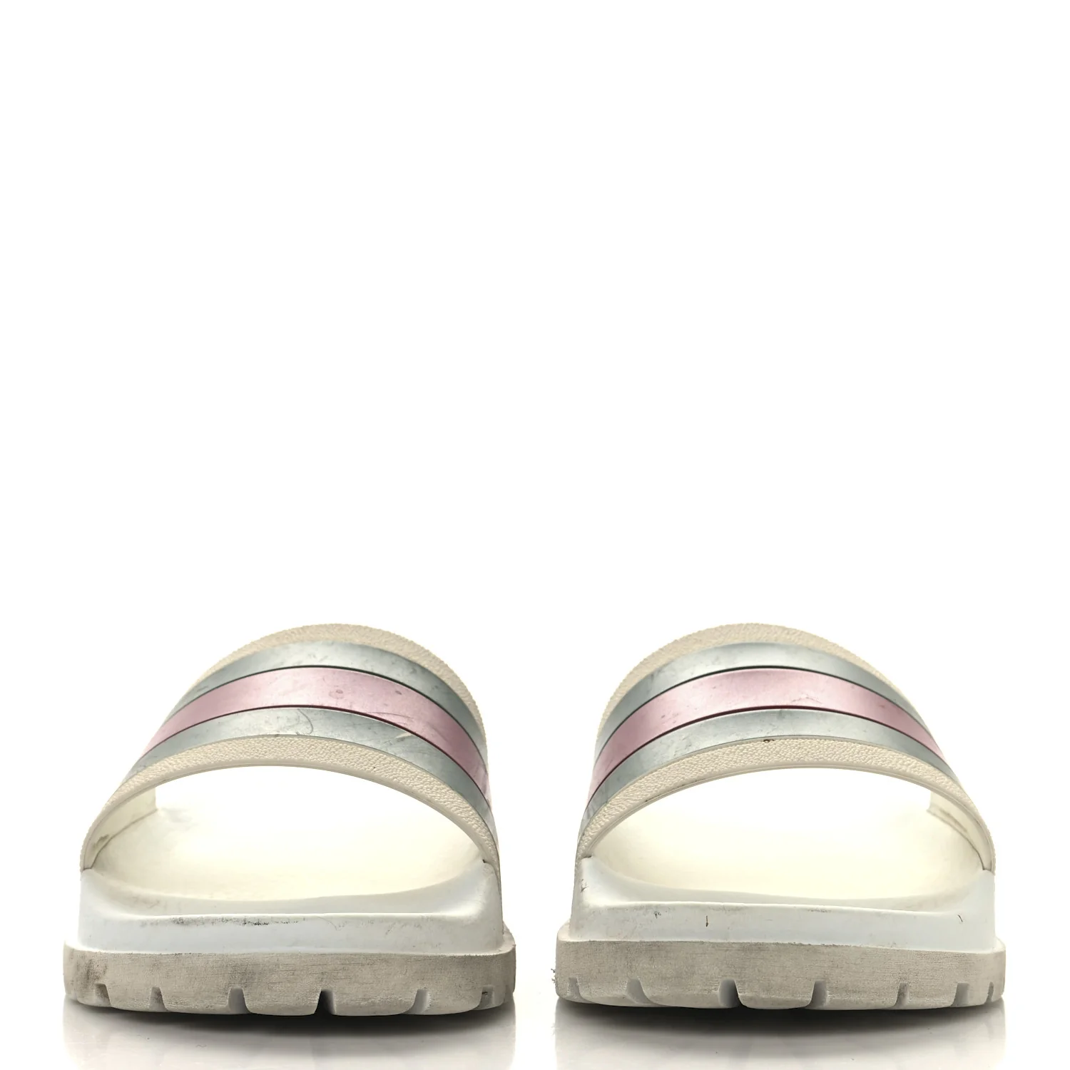 Rubber Web Mens Lug Sole Slide Sandals Great 5 White Green Red - Top Club