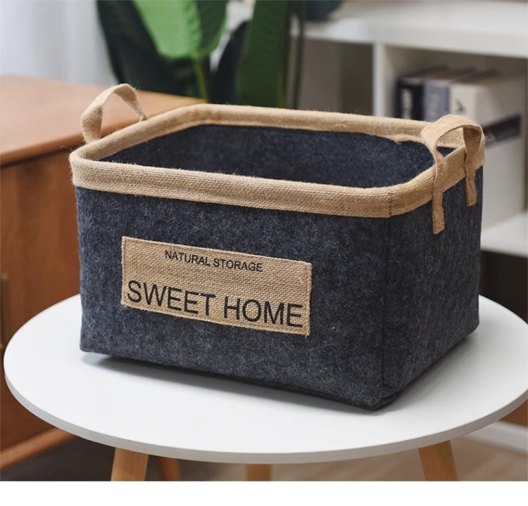 Custom Felt Storage Basket with Small Barrel Toy Firewood Bag Sundries Cooler Handmade Felt for Comfortable Home Organization