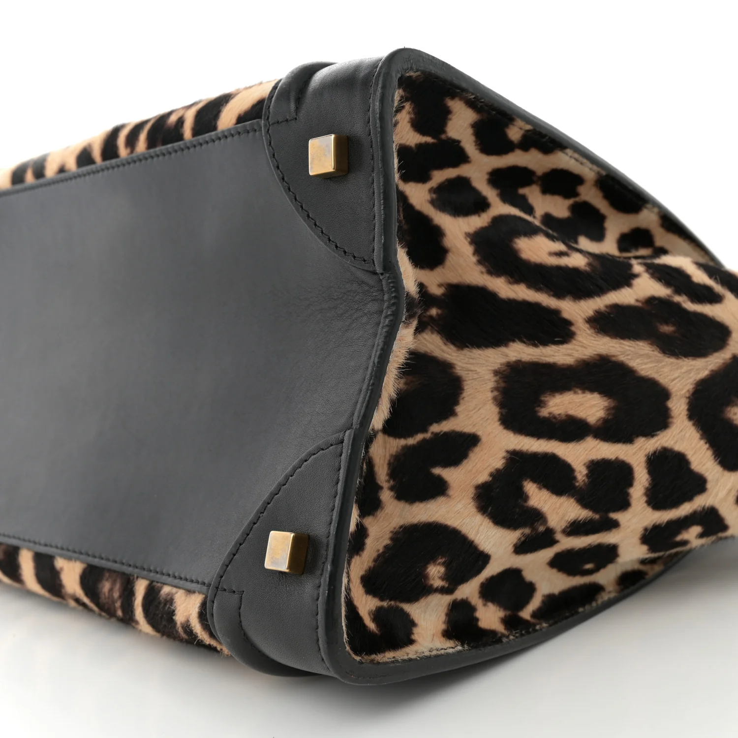Leopard Pony Hair Mini Luggage Black - Top Club