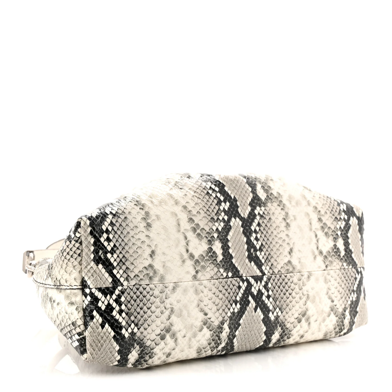 Calfskin Snakeskin Embossed Cinch M Bucket Bag Neutral - Top Club