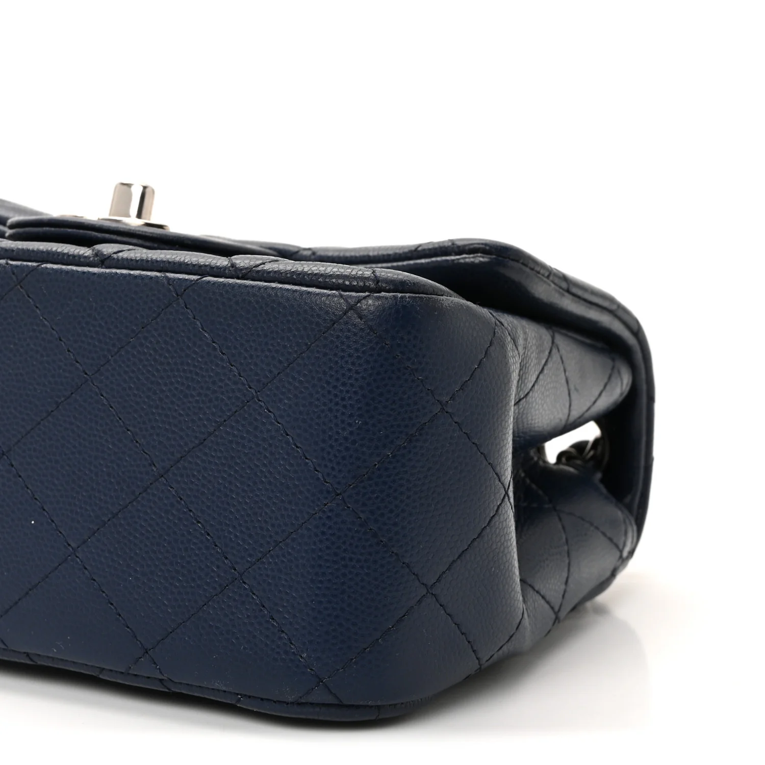 Caviar Quilted Mini Square Flap Navy - Top Club