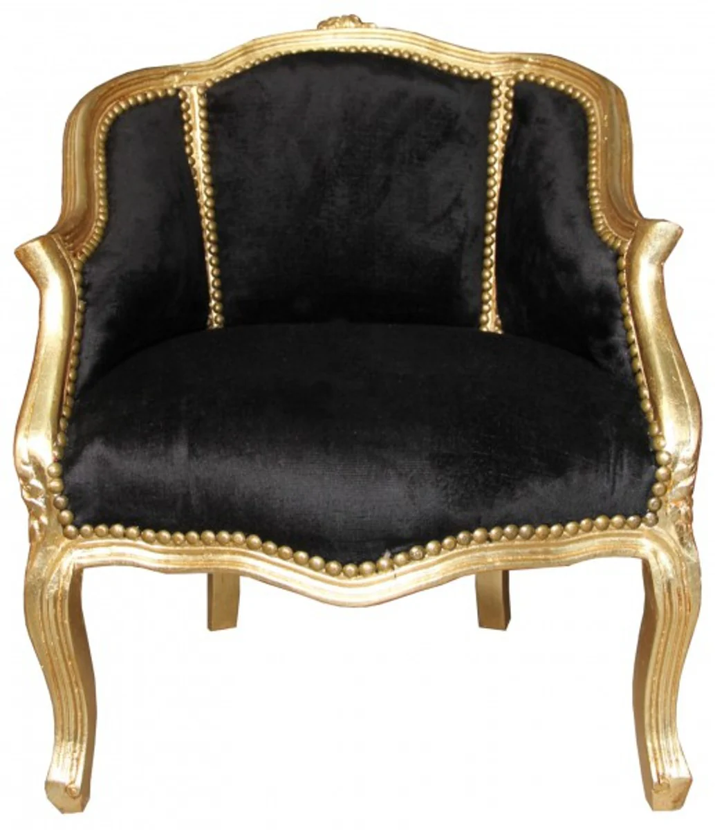 Baroque ladies salon armchair black/gold - furniture antique style