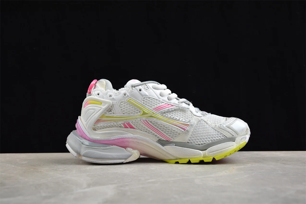 Balenciaga Women's Runner Gradient Sneaker in White/Pink/Grey/Neon Yellow - Sneaker Replica Workshop