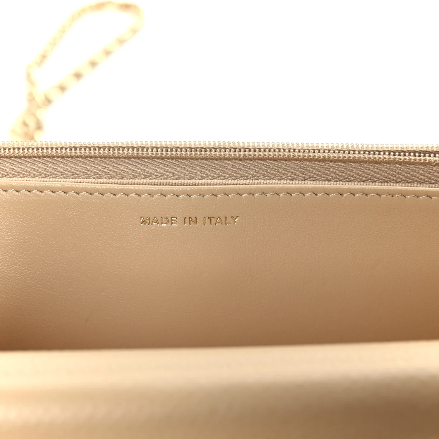 Caviar Quilted Wallet on Chain WOC Beige - Top Club