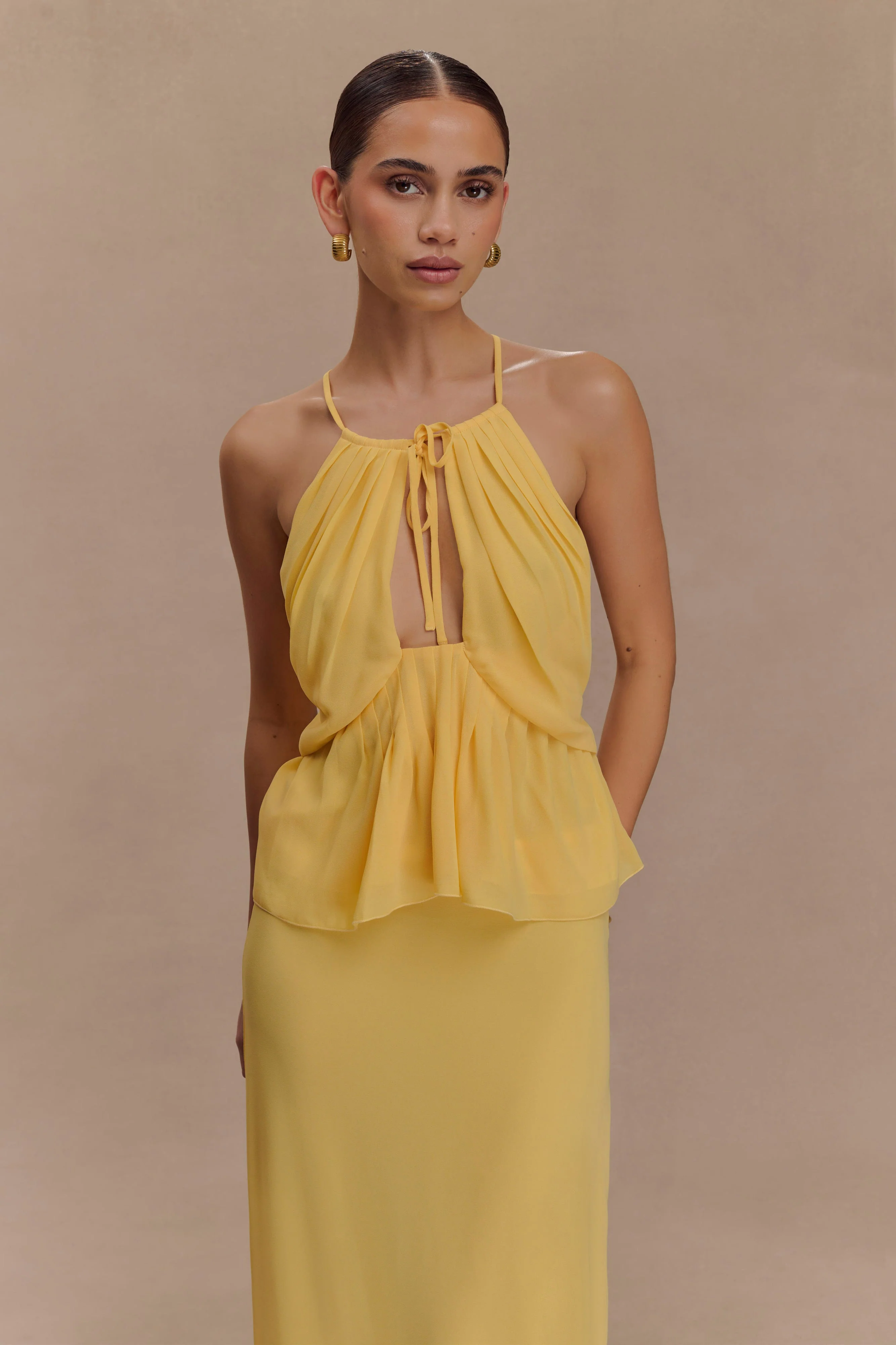 Korra Chiffon Halter Top - Butterscotch