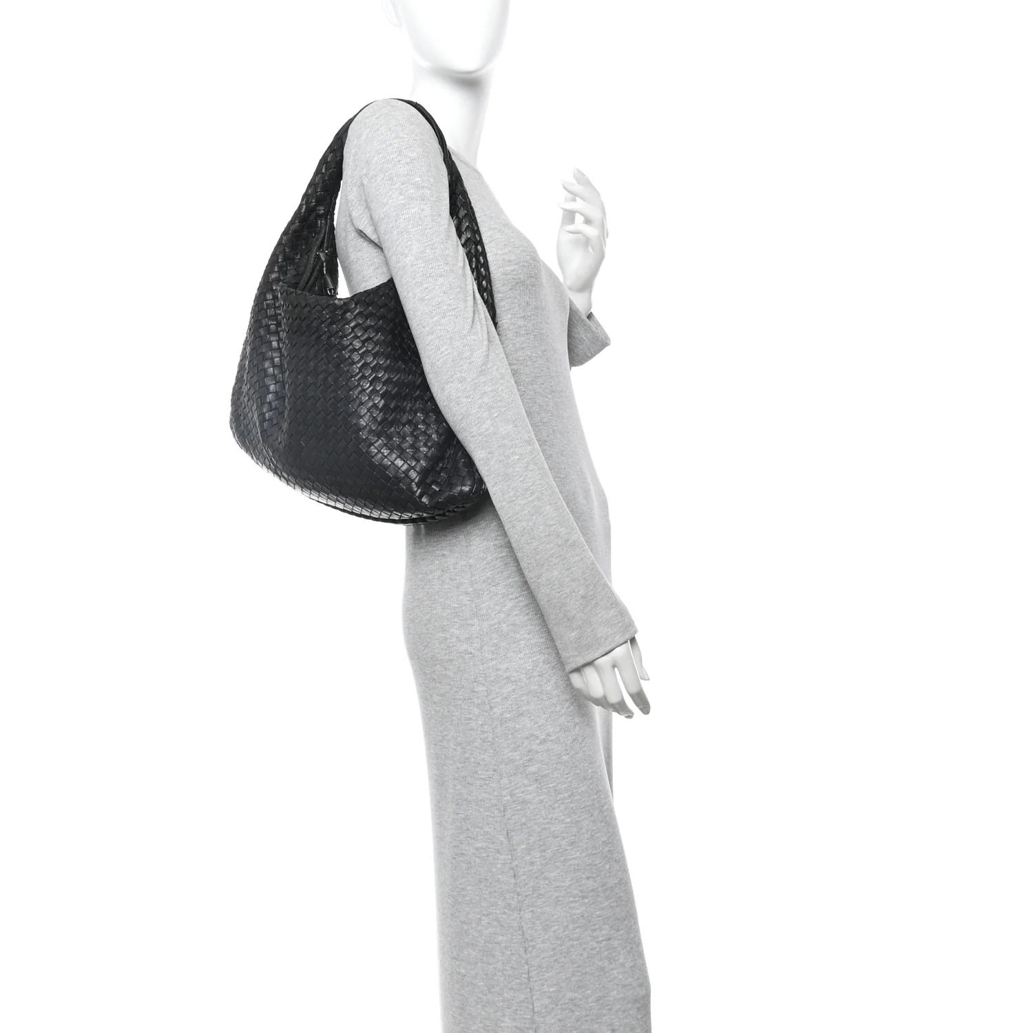 Nappa Intrecciato Large Veneta Hobo Black