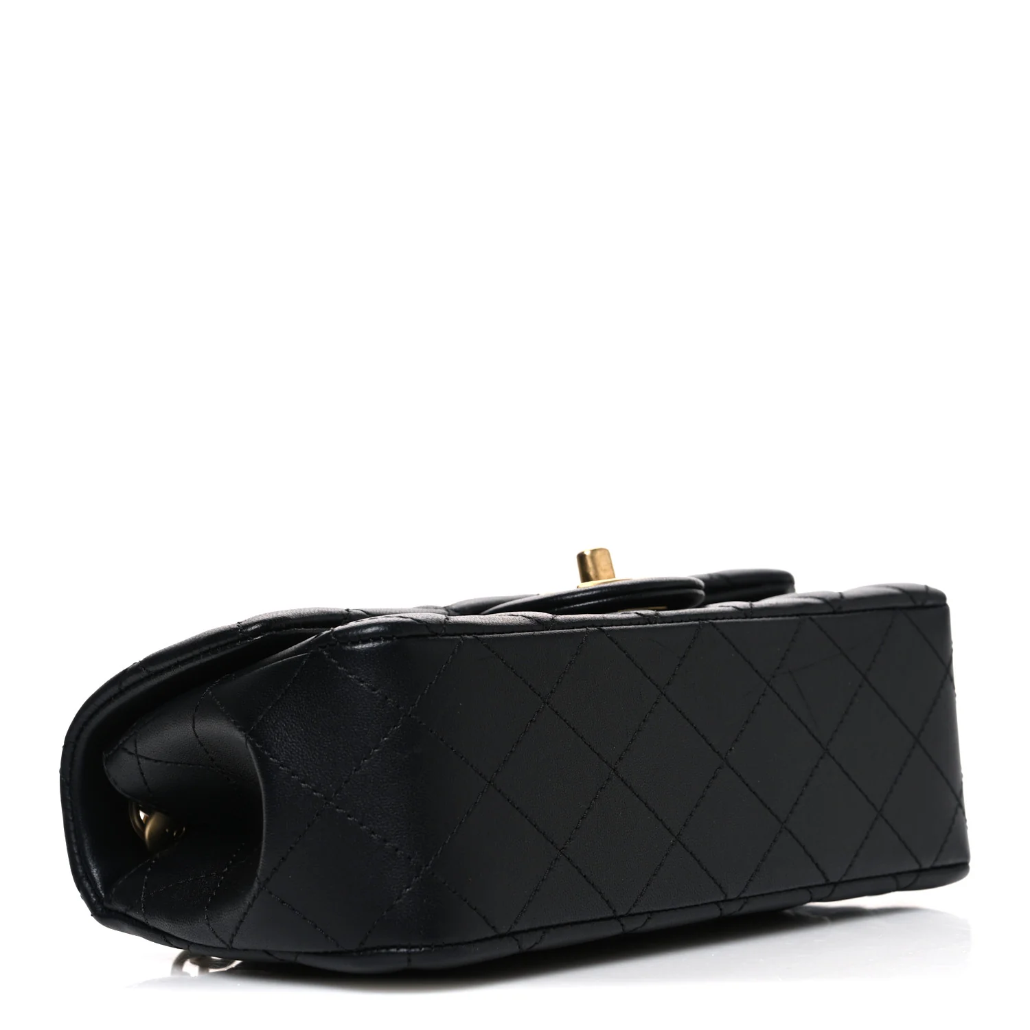 Lambskin Quilted Mini Rectangular Sweet Camellia Flap  Black - Top Club