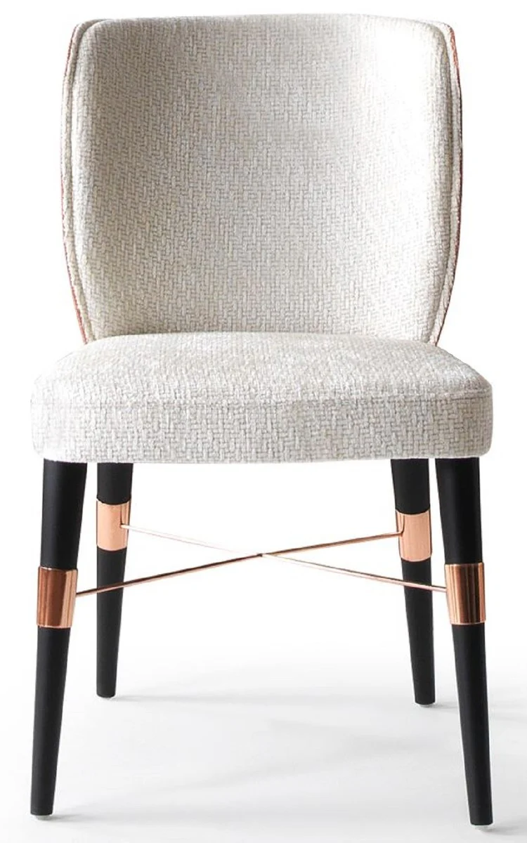 Luxury dining room chair set of 6 white / black / copper 50 x 54 x H. 83 cm - dining room furniture - restaurant furniture - hotel furniture - luxury furniture - luxury collection