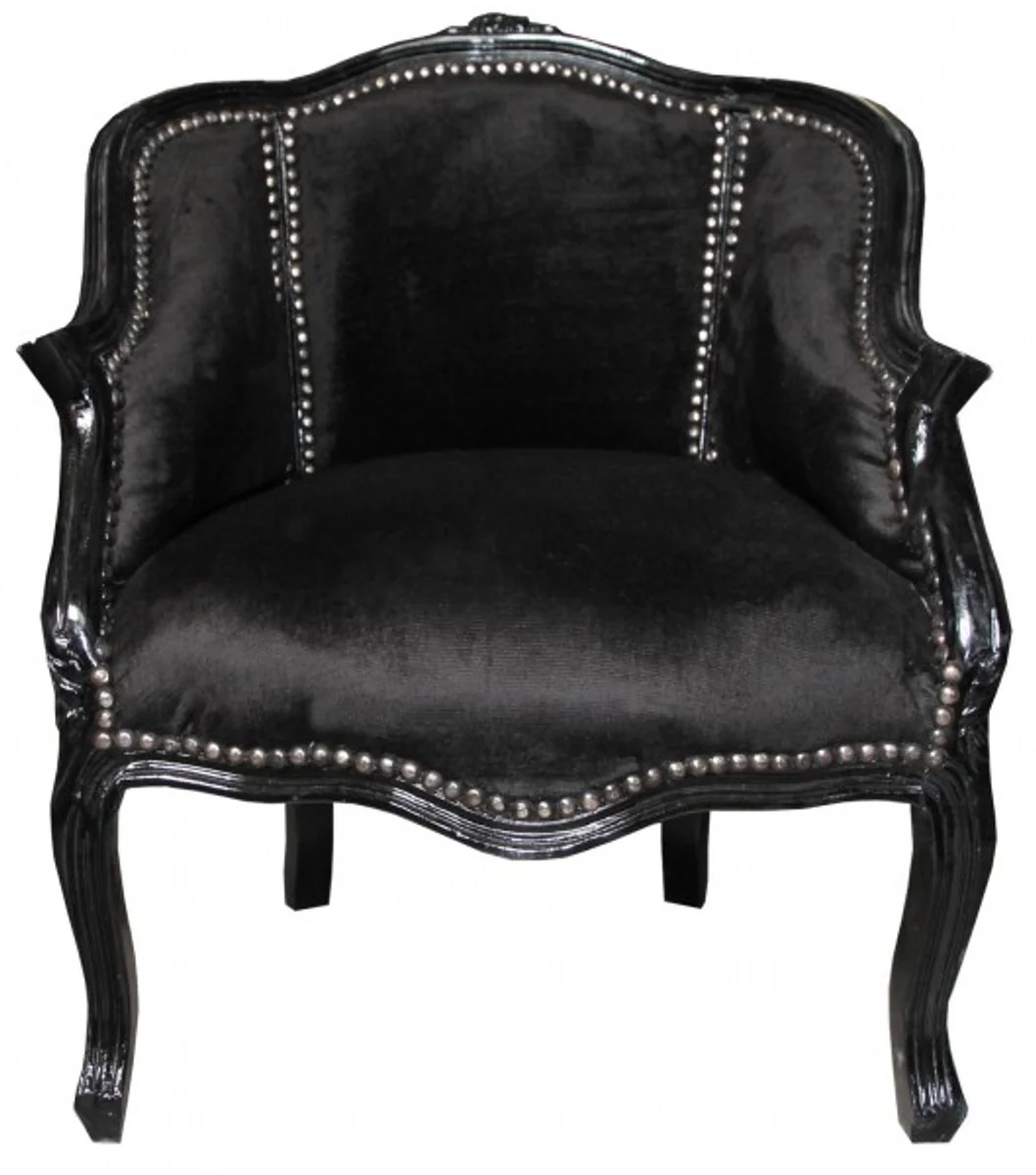 Baroque ladies salon armchair black/black - furniture antique style