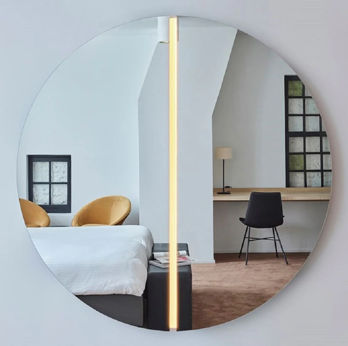 Luxury mirror Ø 150 cm - round wall mirror with LED strips - living room hotel restaurant boutique mirror