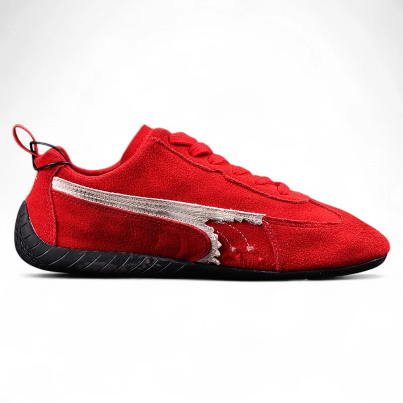 Balenciaga Speedcat Suede in Red White Black - Sneaker Replica Workshop