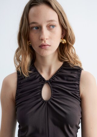 & Other Stories RUCHED KEYHOLE-NECK TOP