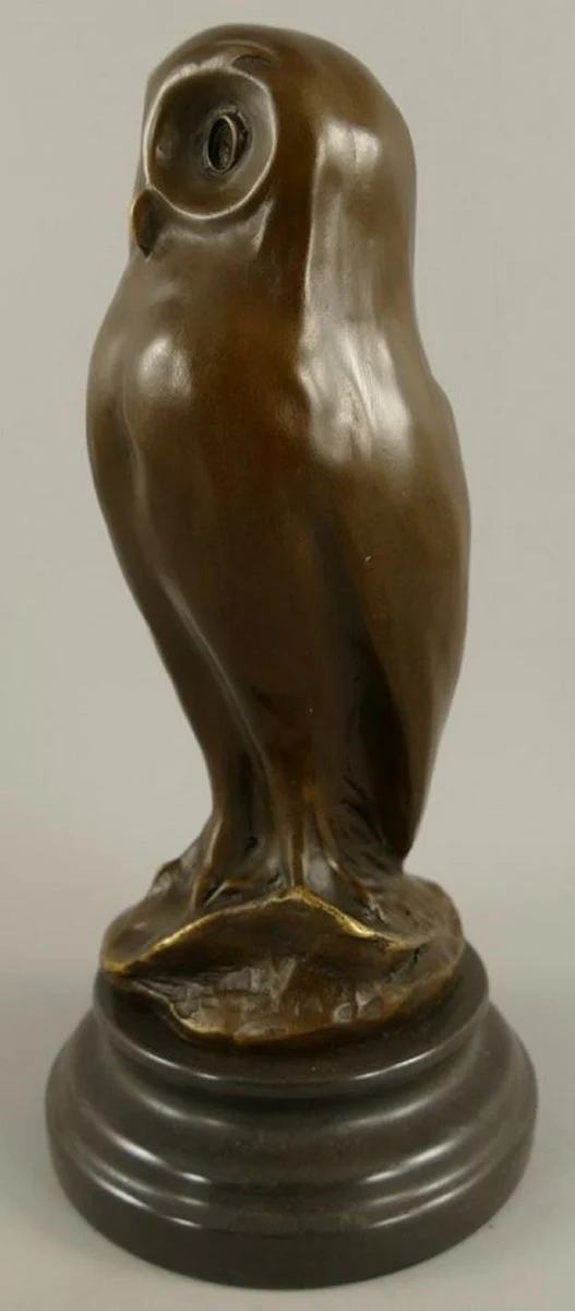 Bronze sculpture owl bronze color / black 12 x 12 x H. 26 cm - bronze figure - decorative figure - desk decoration accessories
