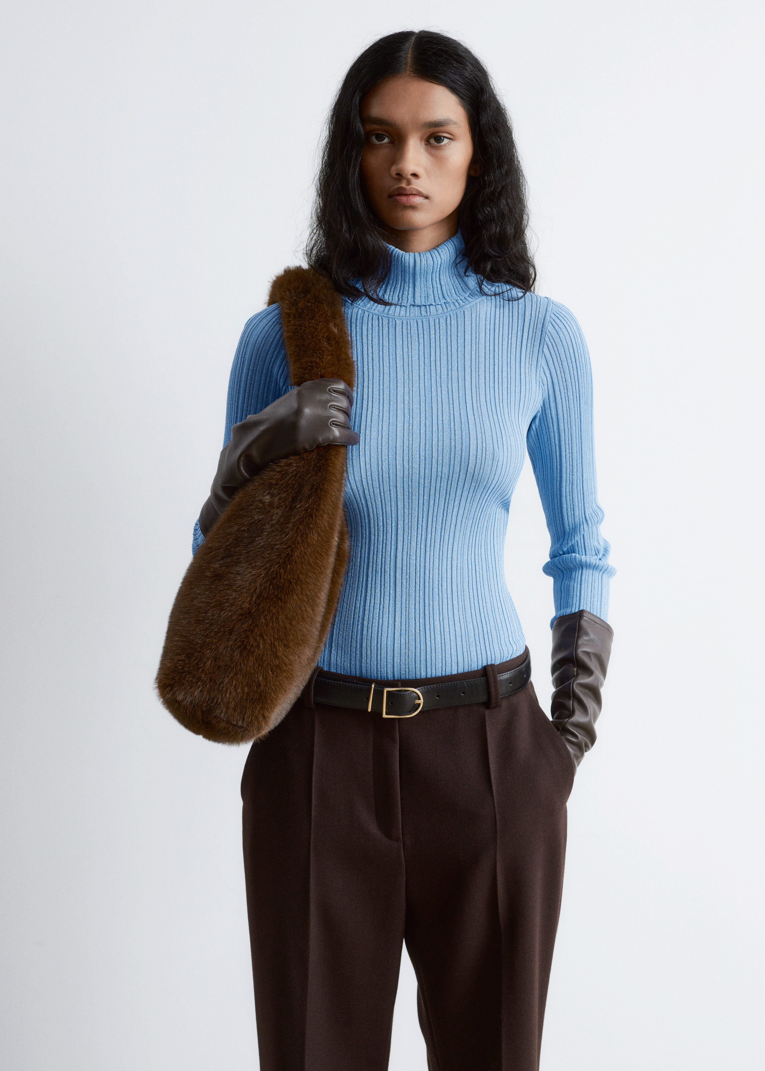 & Other Stories RIB-KNIT LUREX TURTLENECK