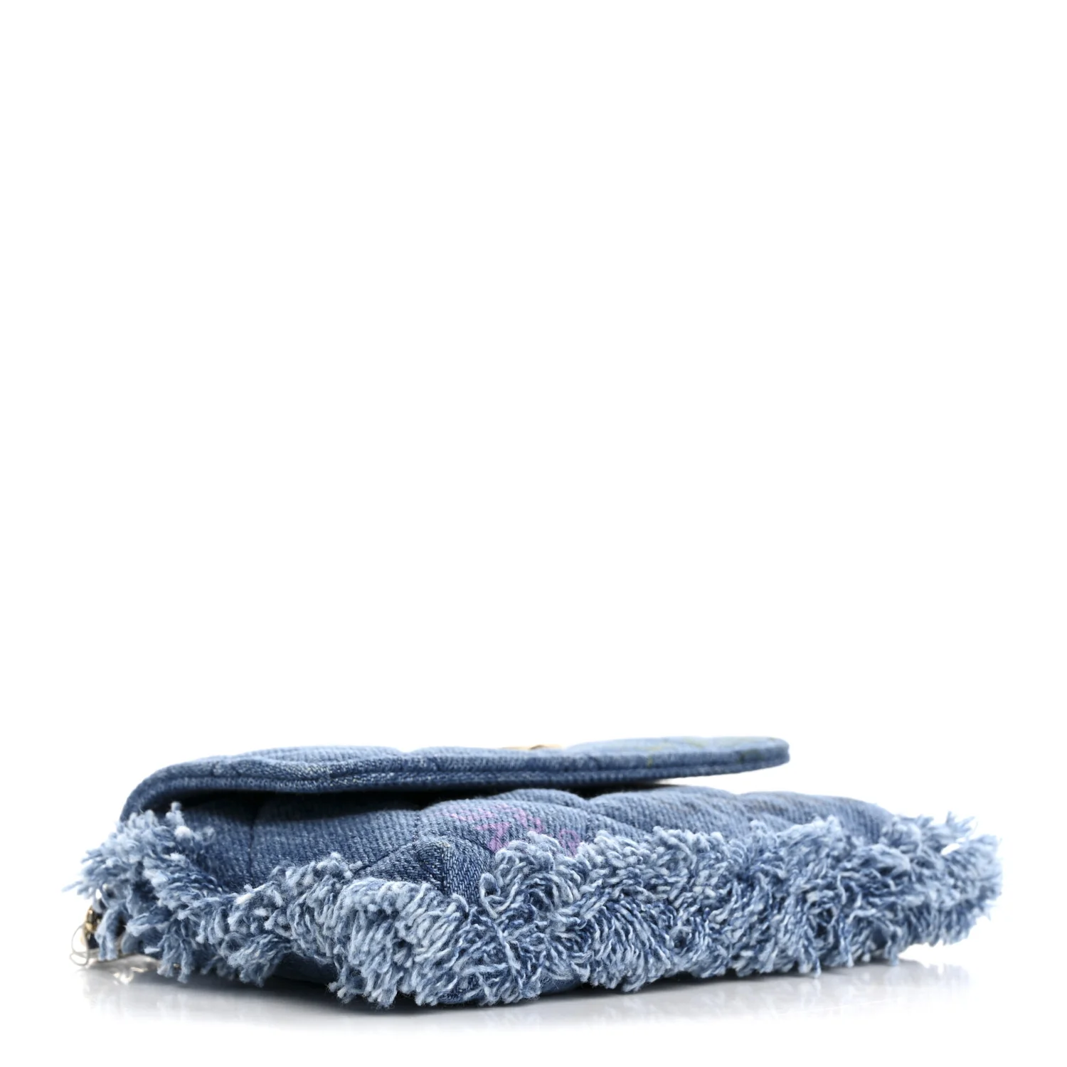 Denim Quilted Denim Mood Clutch With Chain Blue Multicolor - Top Club