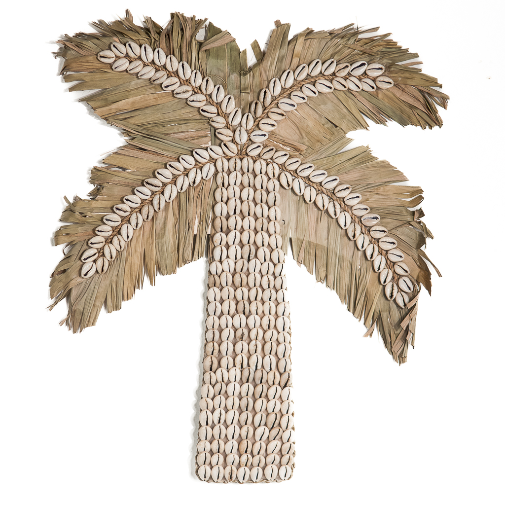Wanddecoratie Palmboom schelpen/palmblad M