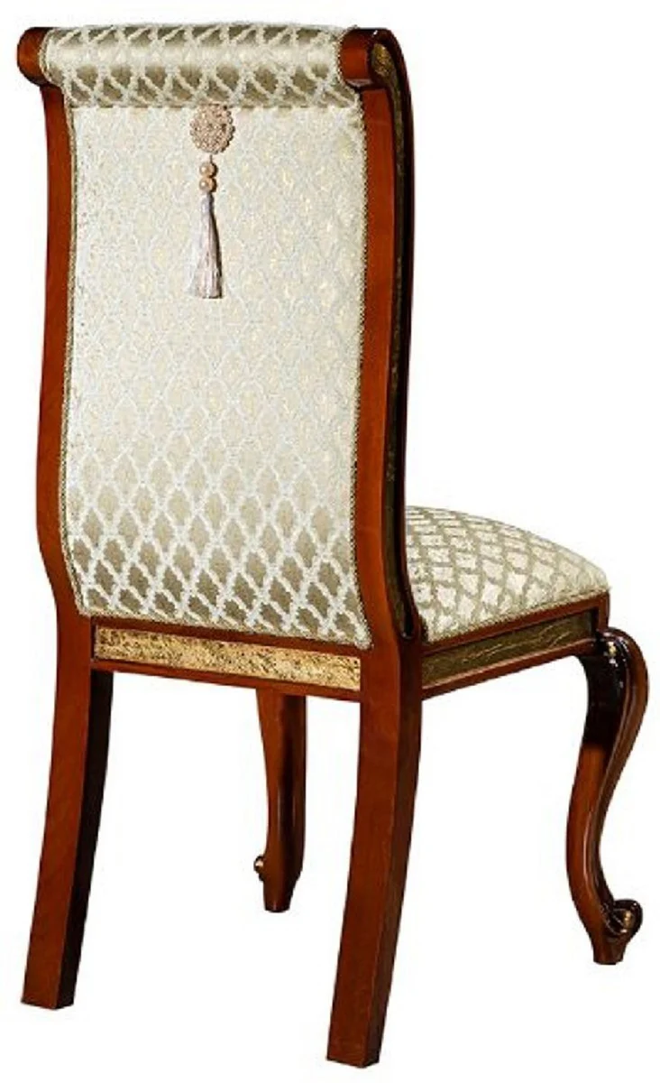 Luxury Baroque Dining Room Chair Gold Pattern / Brown / Antique Gold H. 105 cm