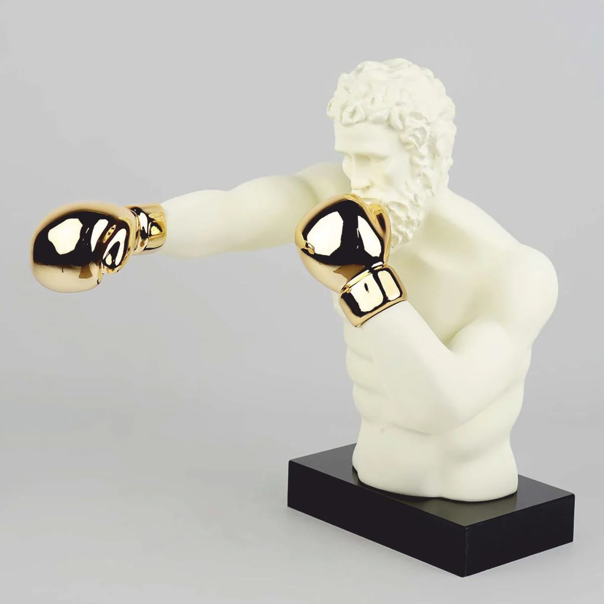 Decorative sculpture boxer cream / gold / black H. 52 cm - decorative figure
