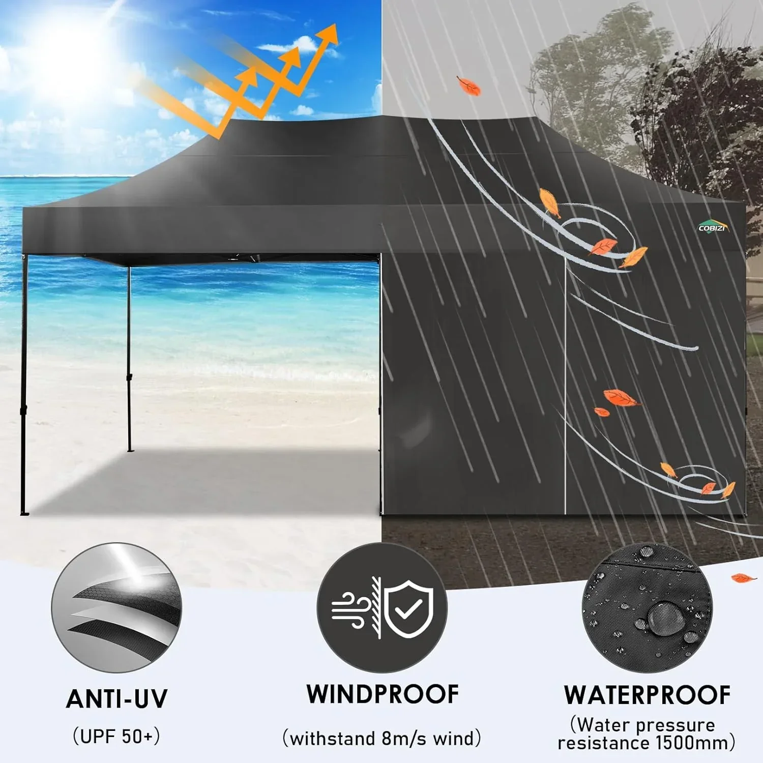 COBIZI 10x20 Heavy Duty Pop up Canopy Tent 6 sidewalls Commercial Canopy Wedding Party Tents