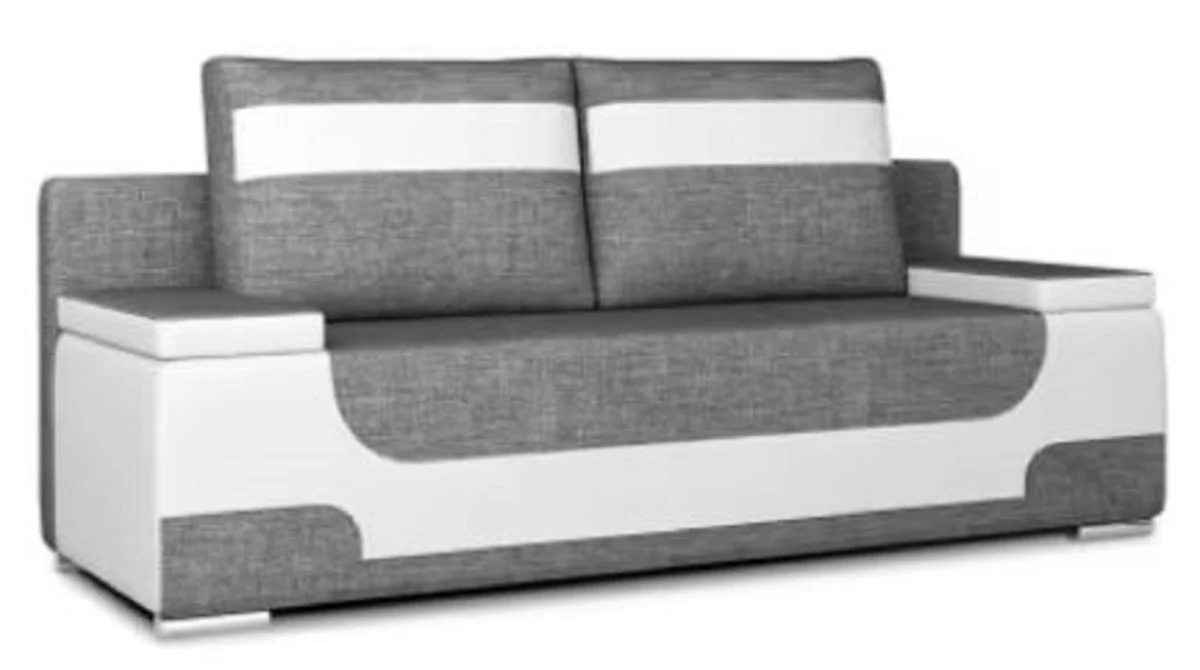 Luxury sofa bed gray / white / silver 200 x 92 x H. 90 cm - living room sofa with sleeping function - living room furniture - luxury furniture - luxury interior