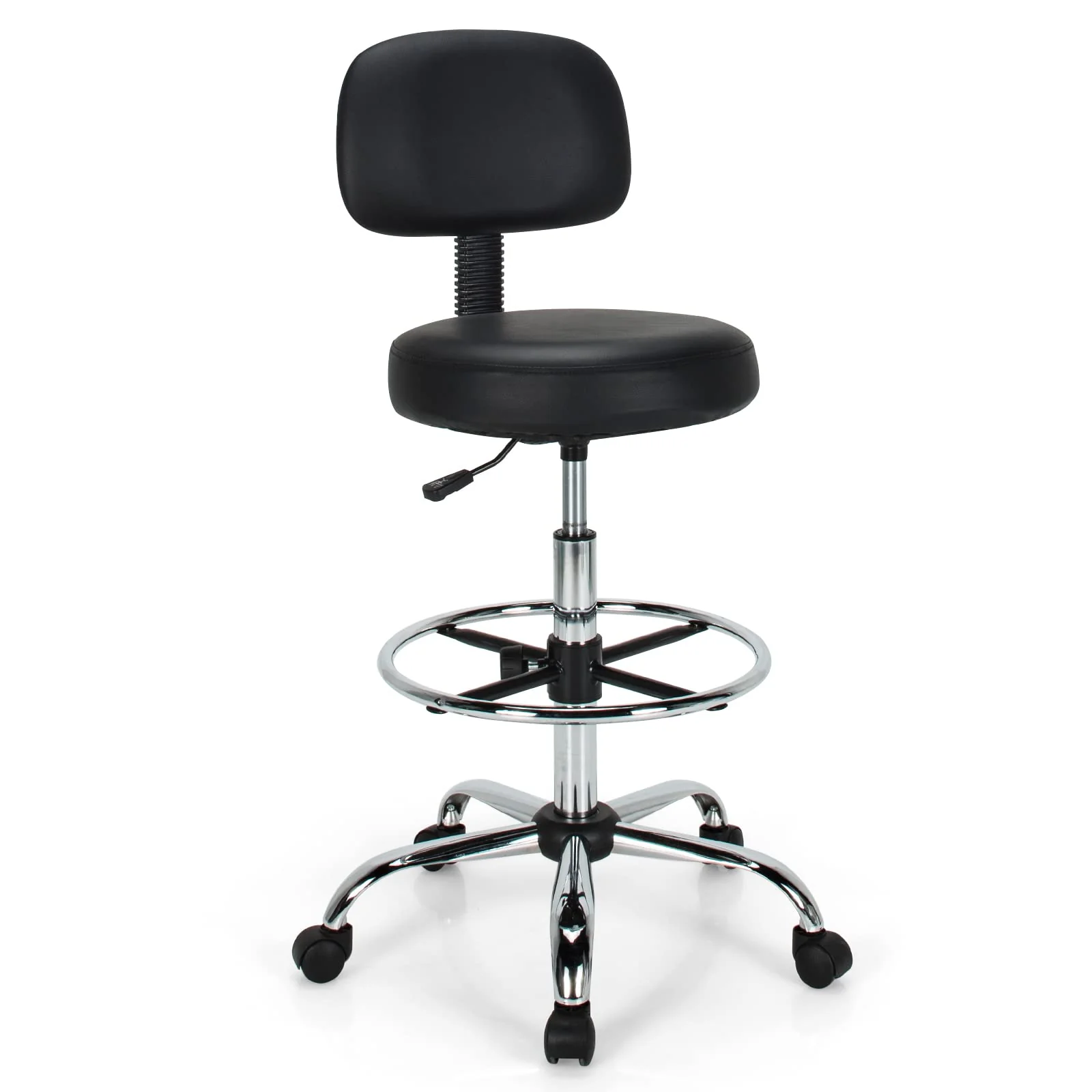BEFOUNDLOVELY PU Leather Drafting Chair, Standing Desk Chair with Adjustable Foot Ring