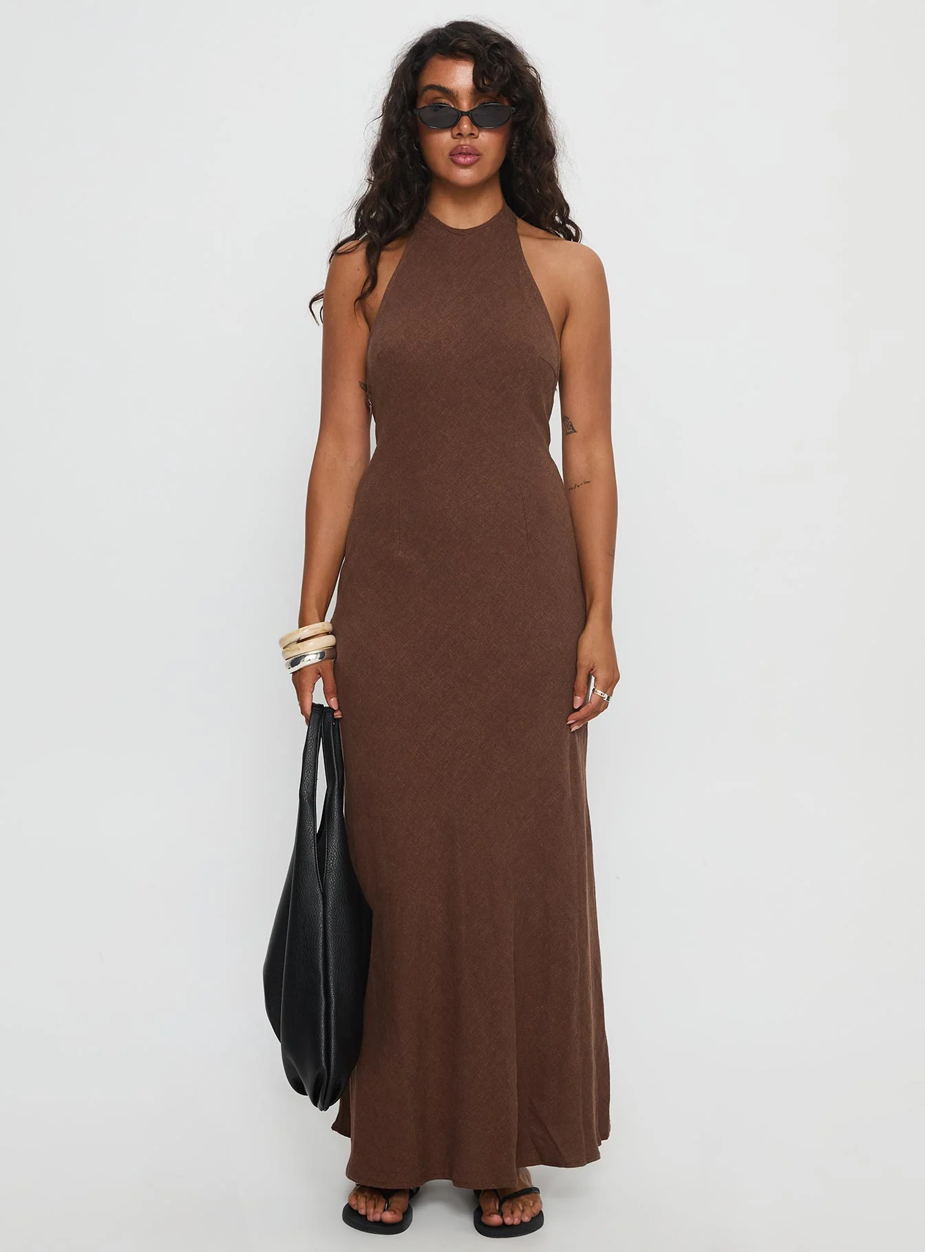 Annetta Halter Maxi Dress Chocolate