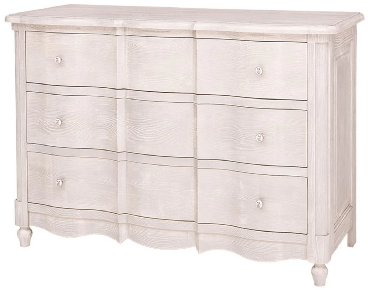 Baroque country house style chest of drawers with 3 drawers light gray 130 cm